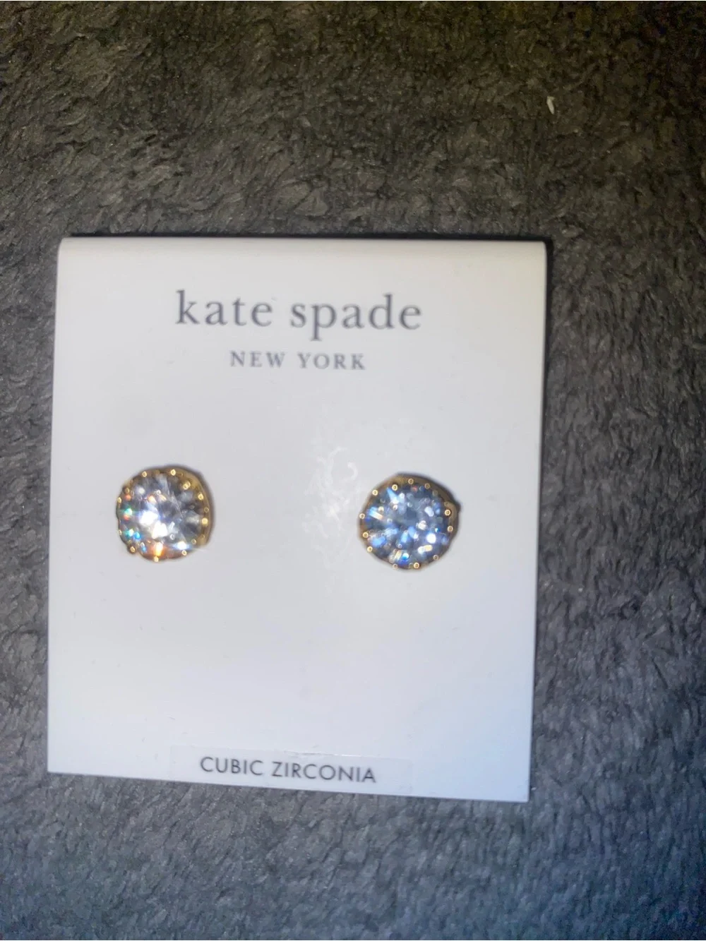 Kate Spade Gold Cubic Zirconia Stud Earrings - Clear